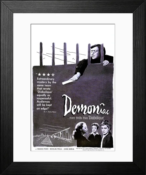 Framed Print : DEMONIAC, (aka LE LOUVES), US poster, Francois Perier (top), bottom from left: Jeanne Moreau, Micheline Presle, Madeleine Robinson, 1957