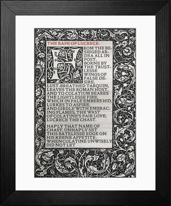 Framed Print : SHAKESPEARE, William (1564-1616). Title page facsimile of the first edition of William Shakespeare's work 'The Rape of Lucrece' in 1594