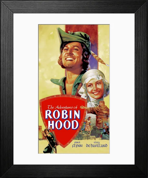 Framed Print : THE ADVENTURES OF ROBIN HOOD, Errol Flynn, Olivia De Havilland, 1938 Framed Print : THE ADVENTURES OF ROBIN HOOD, Errol Flynn, Olivia De Havilland, 1938
