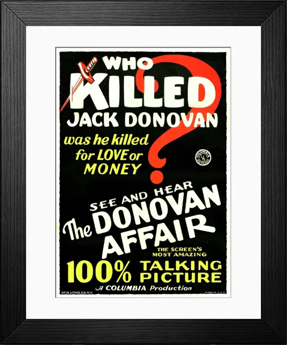 Framed Print : THE DONOVAN AFFAIR, US poster art, 100% Talking Picture, 1929