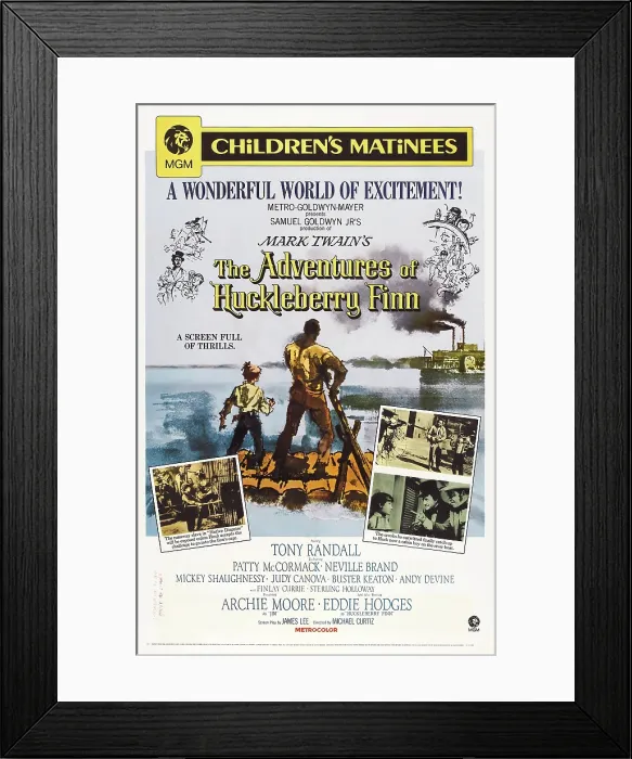 Framed Print : THE ADVENTURES OF HUCKLEBERRY FINN, US poster, center from left: Eddie Hodges, Archie Moore, 1960