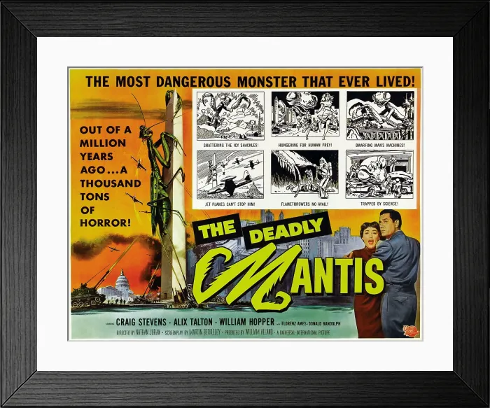 Framed Print : THE DEADLY MANTIS, bottom right, from left: Alix Talton, Craig Stevens; half-sheet poster, 1957 Framed Print : THE DEADLY MANTIS, bottom right, from left: Alix Talton, Craig Stevens; half-sheet poster, 1957