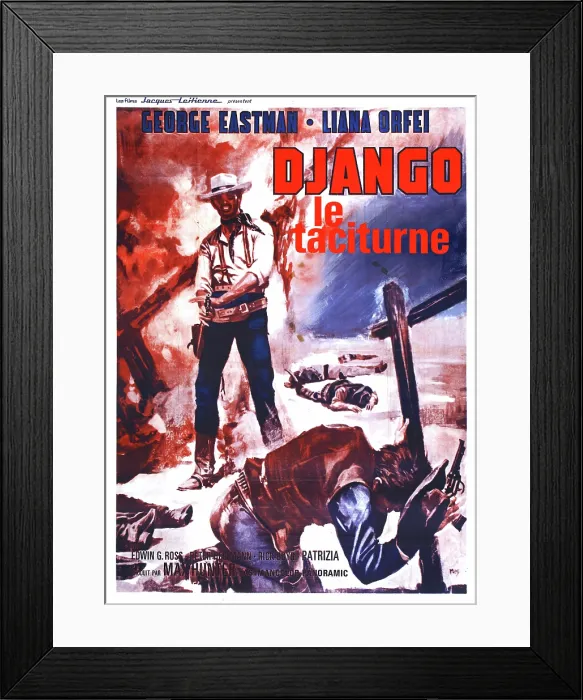 Framed Print : DJANGO KILLS SOFTLY, (aka BILL IL TACITURNO), French poster art, George Eastman, 1968 Framed Print : DJANGO KILLS SOFTLY, (aka BILL IL TACITURNO), French poster art, George Eastman, 1968