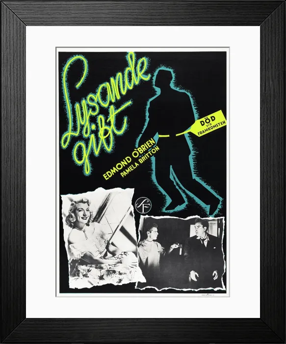 Framed Print : D.O.A. (aka LYSANDE GIFT), bottom l-r: Pamela Britton, Edmond O'Brien (far right) on Swedish poster art, 1950