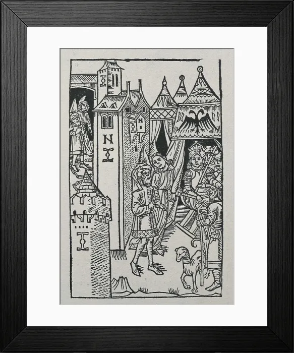 Framed Print : Illustration of the 'History of Vespasian'. Edition printed in Zaragoza in 1495. Engraving. AISA / Everett Collection**US SALES ONLY** Framed Print : Illustration of the 'History of Vespasian'. Edition printed in Zaragoza in 1495. Engraving. AISA / Everett Collection**US SALES ONLY**