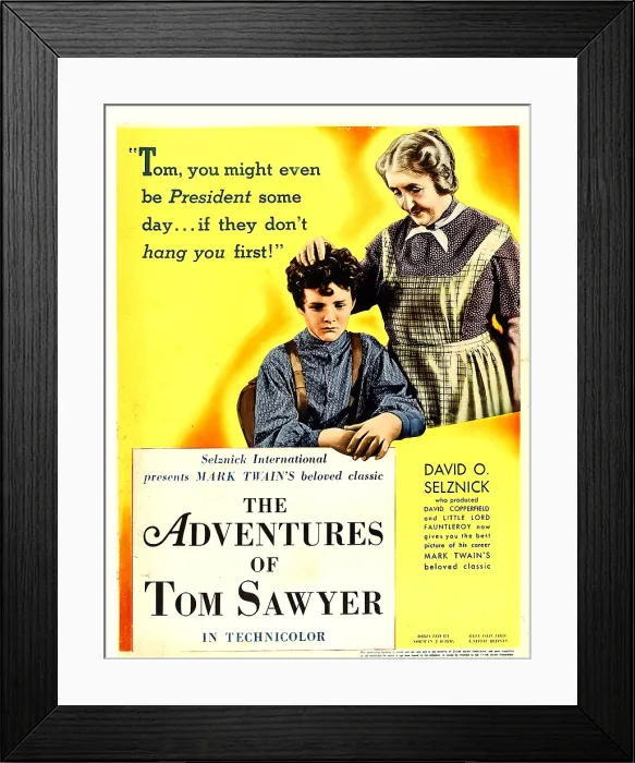 Framed Print : THE ADVENTURES OF TOM SAWYER, from left: Tommy Kelly, May Robson on window card, 1938 Framed Print : THE ADVENTURES OF TOM SAWYER, from left: Tommy Kelly, May Robson on window card, 1938