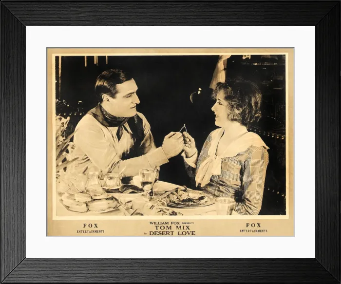Framed Print : DESERT LOVE, left: Tom Mix on lobbycard, 1920, TM and Copyright 20th Century Fox Film Corp. All rights reserved. / courtesy Everett Collection