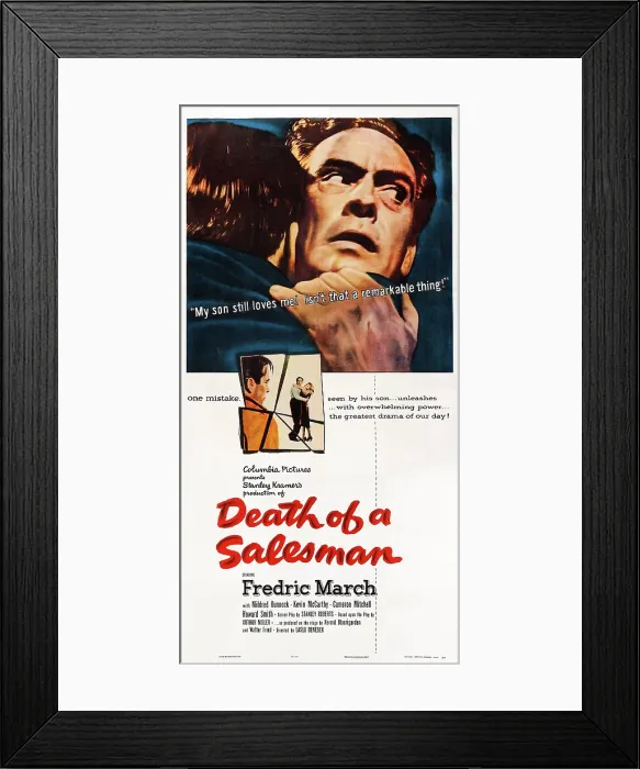 Framed Print : DEATH OF A SALESMAN, top: Fredric March on poster art, 1951