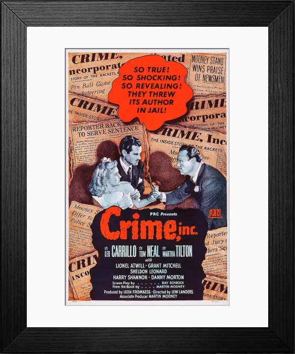Framed Print : CRIME, INC. l-r: Martha Tilton, Tom Neal, Leo Carrillo on poster art, 1945 Framed Print : CRIME, INC. l-r: Martha Tilton, Tom Neal, Leo Carrillo on poster art, 1945