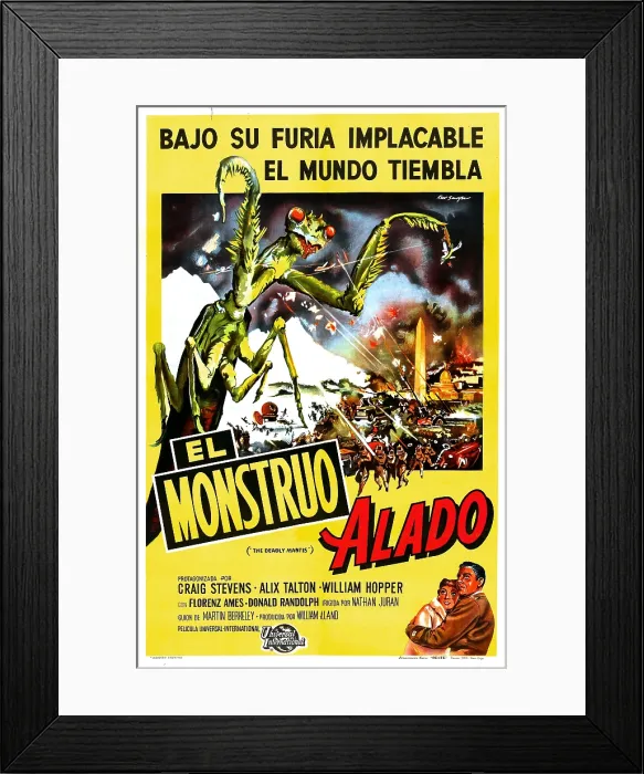 Framed Print : THE DEADLY MANTIS, (aka EL MONSTRUO ALADO), bottom from left on Argentine poster art: Alix Talton, Craig Stevens, 1957