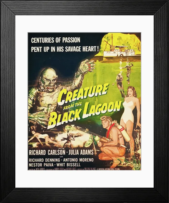 Framed Print : CREATURE FROM THE BLACK LAGOON, Richard Carlson, Julie Adams, 1954 Framed Print : CREATURE FROM THE BLACK LAGOON, Richard Carlson, Julie Adams, 1954