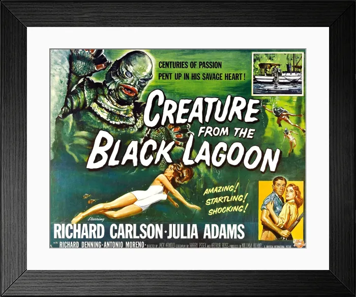 Framed Print : CREATURE FROM THE BLACK LAGOON, upper left, as the Creature': Ben Chapman (on land) Framed Print : CREATURE FROM THE BLACK LAGOON, upper left, as the Creature': Ben Chapman (on land)