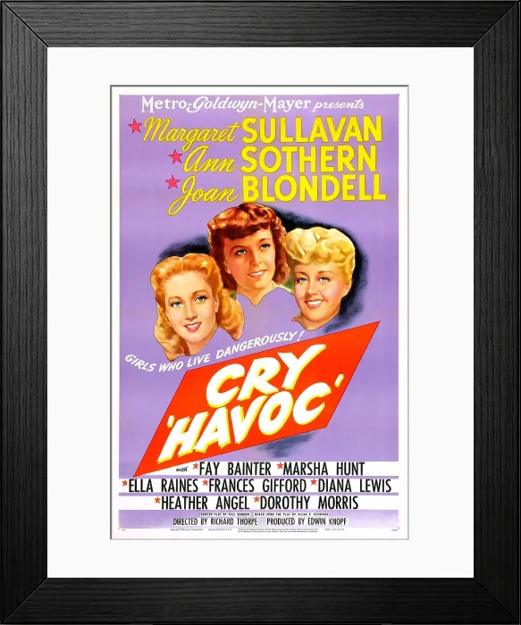 Framed Print : CRY HAVOC, US poster, from left: Ann Sothern, Margaret Sullavan, Joan Blondell, 1943