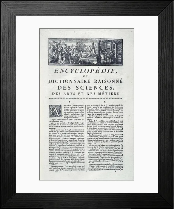 Framed Print : ALEMBERT, Jean Le Rond D (1717-1783); DIDEROT, Denis (1713-1784). First page of Diderot and D'Alembert's Encyclopdie. Paris edition of 1751. SPAIN. Barcelona