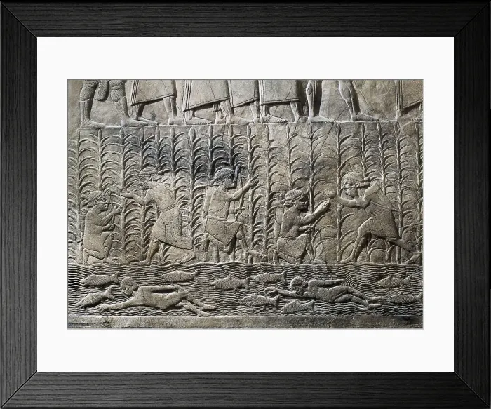 Framed Print : Detail of a panel. Depiction of cultivations by the river. Assyrian art. Relief on rock. UNITED KINGDOM. London. The British Museum. Proc: IRAQ. Kuyunjik. Nineveh Framed Print : Detail of a panel. Depiction of cultivations by the river. Assyrian art. Relief on rock. UNITED KINGDOM. London. The British Museum. Proc: IRAQ. Kuyunjik. Nineveh