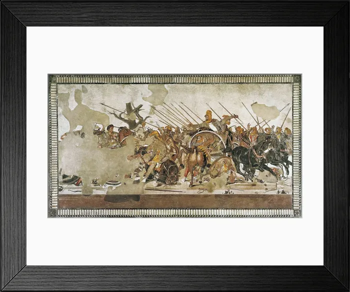 Framed Print : The Battle of Issus. 1st c. Scene of the battle between Alexander the Great of Macedonia and the Achaemenid king Darius III. Roman art. Mosaic. ITALY. Naples Framed Print : The Battle of Issus. 1st c. Scene of the battle between Alexander the Great of Macedonia and the Achaemenid king Darius III. Roman art. Mosaic. ITALY. Naples