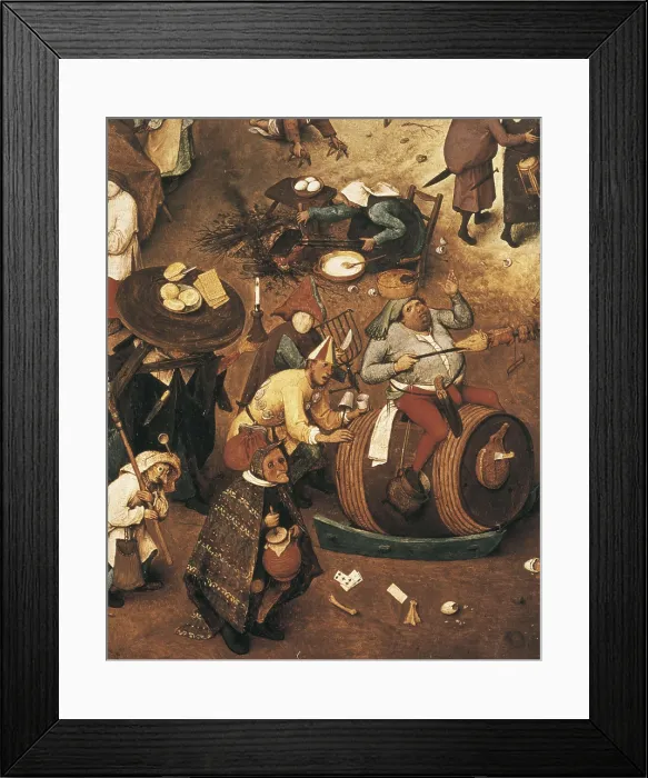 Framed Print : Breugel, Pieter, The Elder, called 'Peasant Bruegel' (1525-1569). The Fight between Carnival and Lent. 1559. Lower detail depicting the Carnival. Flemish art
