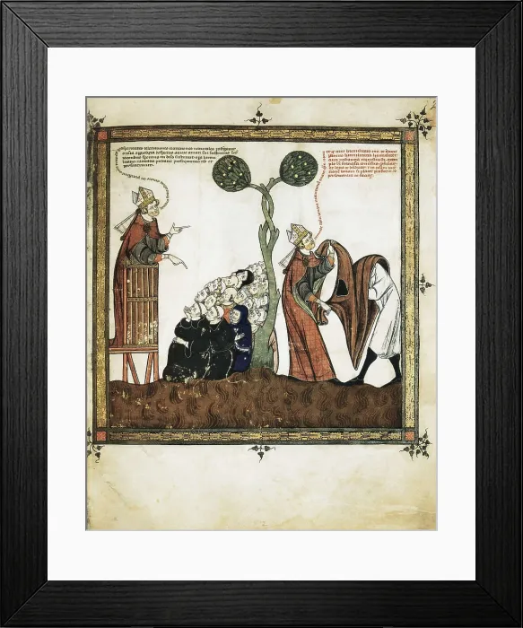 Framed Print : Miniature n 2 of the 'Breviculum', reduced version of Ramon Llull's works made by Toms Le Mysier