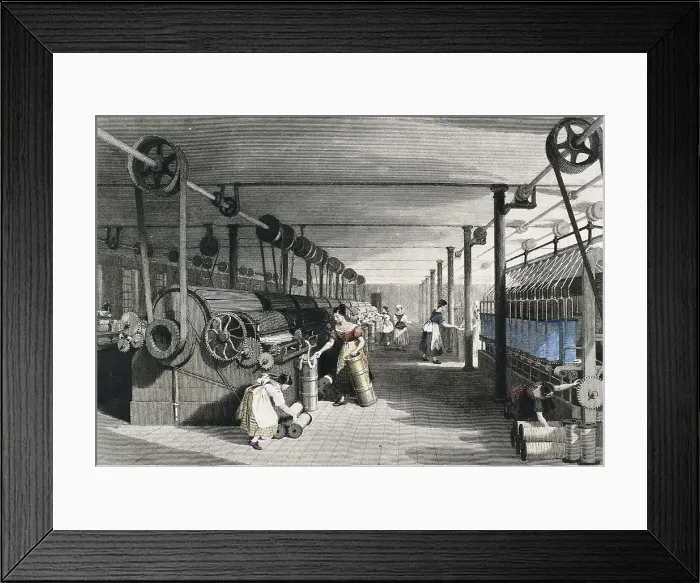 Framed Print : UNITED KINGDOM. ENGLAND. Industrial Revolution. Cotton fabrics factiry. Engraving. AISA / Everett Collection**US SALES ONLY**