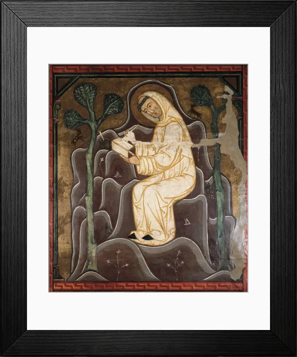 Framed Print : St. 13th c. Saint Bernard writing. Romanesque art. Tempera on wood. SPAIN. Palma de Mallorca. Mallorca Museum. AISA / Everett Collection**US SALES ONLY**