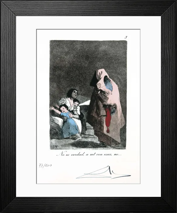 Framed Print : DALI, Salvador (1904-1989). Les Caprices de Goya. No es verdad, a m con esas, no.... 1973-1977. Etching. AISA / Everett Collection - Image has fine art copyright