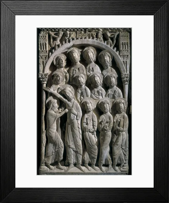 Framed Print : SANTO DOMINGO DE SILOS, Master of (12th century). The Incredulity of Saint Thomas. 12th c. SPAIN. Santo Domingo de Silos. Monastery of Santo Domingo (St. Dominic). Romanesque art