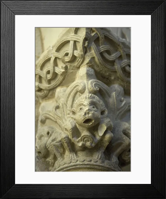 Framed Print : FRANCE. Lacommande. Church of Saint-Blaise (12th c.). Detail of a capital. Romanesque art. AISA / Everett Collection**US SALES ONLY**