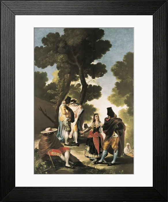 Framed Print : GOYA Y LUCIENTES, Francisco de (1746-1828). The Maja and the Cloaked Men. 1777. In the past, so-called 'A Walk in Andalusia'
