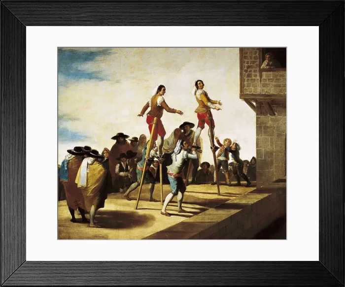 Framed Print : GOYA Y LUCIENTES, Francisco de (1746-1828). The Stilts, 1791 - 1792. 1791 - 1792. Painted for the King's Room in El Escorial. The tapestry is preserved at El Pardo