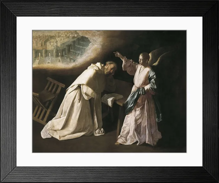 Framed Print : ZURBARAN, Francisco de (1598-1664). Vision of St. 1629. Painted for the cloister of the Merced in Seville. Baroque art. Oil on canvas. SPAIN. Madrid. Prado Museum Framed Print : ZURBARAN, Francisco de (1598-1664). Vision of St. 1629. Painted for the cloister of the Merced in Seville. Baroque art. Oil on canvas. SPAIN. Madrid. Prado Museum