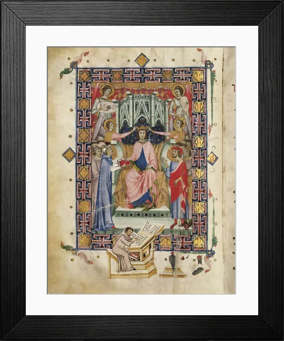 Framed Print : Jaime II (1243-1311). 'LLibre de les Franqueses i Privilegis del Regne de Mallorca'. Folio 13v. Coronation of the king. Gothic art. Miniature Painting. SPAIN