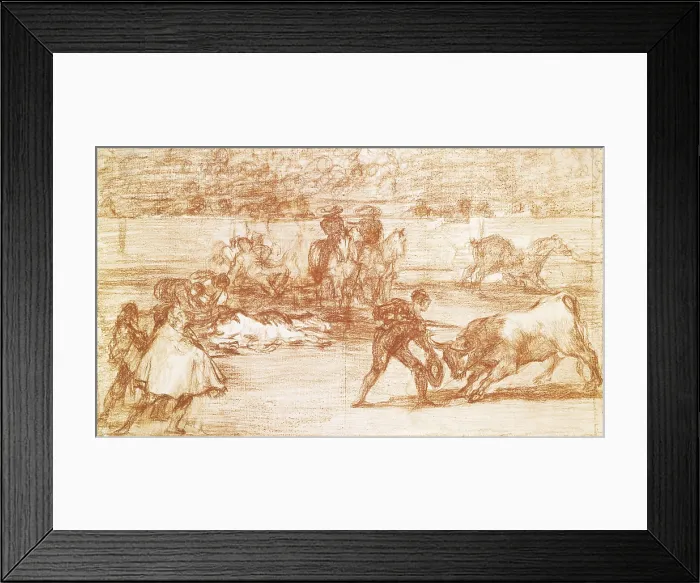 Framed Print : GOYA Y LUCIENTES, Francisco de (1746-1828). Torero preparndose para matar utilizando un sombrero en vez de una muleta (Bullfighter preparing himself to kill using a hat instead of a muleta)
