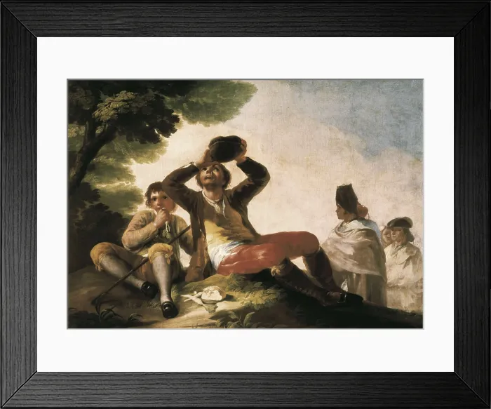 Framed Print : GOYA Y LUCIENTES, Francisco de (1746-1828). The Drinker. 1777. Painted to execute a tapestry which decorated the dinning room at the palace of El Pardo. Oil on canvas. SPAIN Framed Print : GOYA Y LUCIENTES, Francisco de (1746-1828). The Drinker. 1777. Painted to execute a tapestry which decorated the dinning room at the palace of El Pardo. Oil on canvas. SPAIN