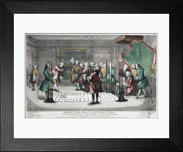 Framed Print : Freemasonry Assembly to receive the Masters (18th c.). Etching. SPAIN. Madrid. National Historical Archive of Madrid. AISA / Everett Collection**US SALES ONLY**
