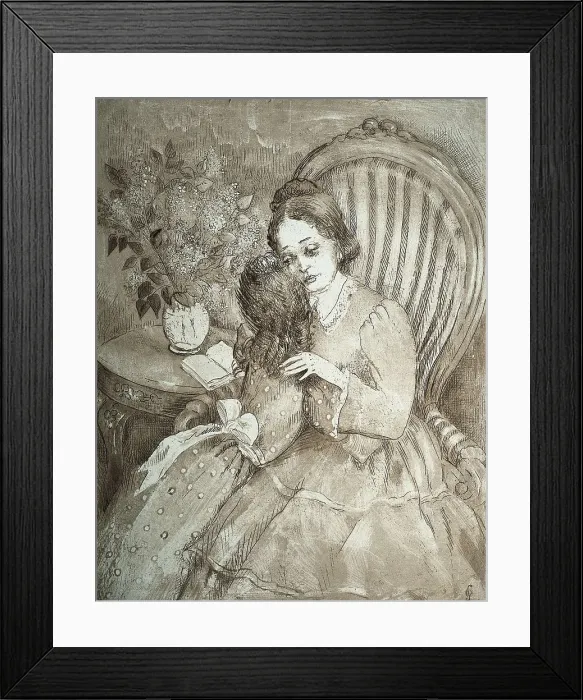Framed Print : SACHAROFF, Olga (1889-1969). Netochka Nezvanova. 1949. Illustration from Dostoyevsky's first novel 'Netochka Nezvanova', edition published in Barcelona in 1949