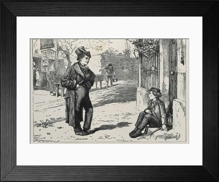 Framed Print : DICKENS, Charles (1812-1870). Illustration of an edition from the novel 'Oliver Twist' or 'The Parish Boy's Progress' by Charles Dickens. Engraving Framed Print : DICKENS, Charles (1812-1870). Illustration of an edition from the novel 'Oliver Twist' or 'The Parish Boy's Progress' by Charles Dickens. Engraving