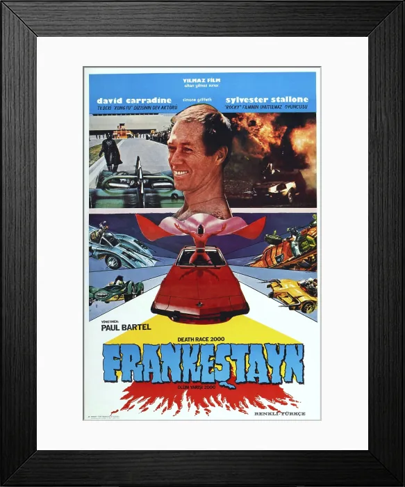 Framed Print : DEATH RACE 2000, (aka OLUM YARISI 2000), Turkish poster art, David Carradine, 1975