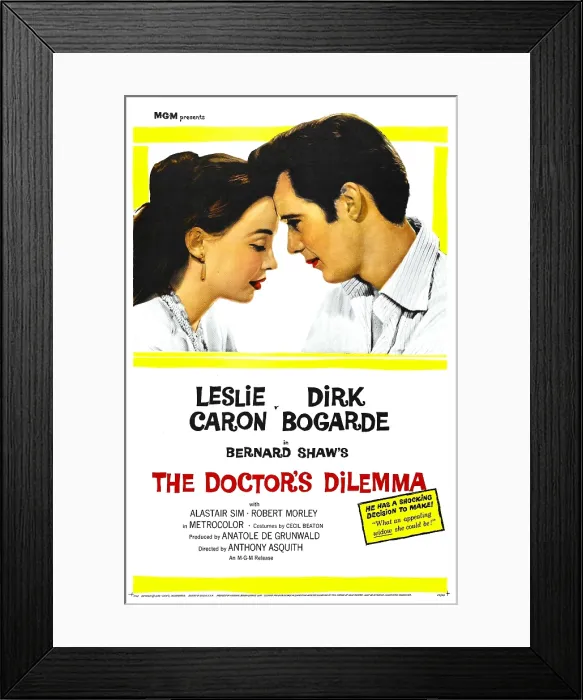 Framed Print : THE DOCTOR'S DILEMMA, US poster, Leslie Caron, Dirk Bogarde, 1958