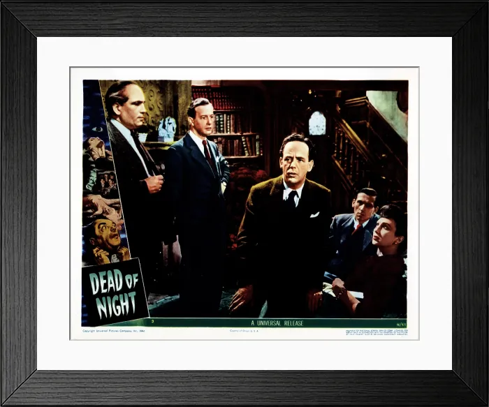 Framed Print : DEAD OF NIGHT, from left, Frederick Valk, Roland Culver, Mervyn Johns, Anthony Baird, Googie Withers, 1945