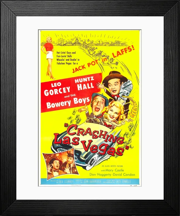 Framed Print : CRASHING LAS VEGAS, US poster, center clockwise from left: Huntz Hall, Leo Gorcey, Mary Castle, 1956
