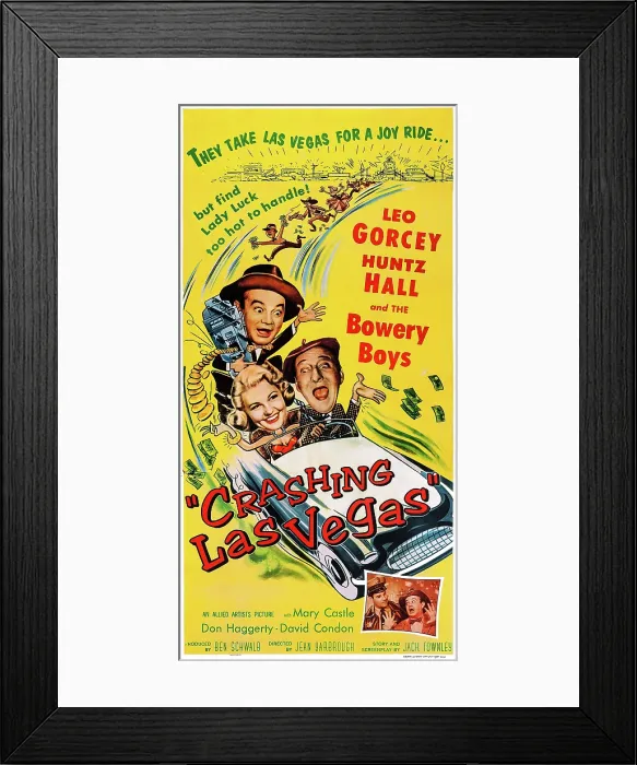 Framed Print : CRASHING LAS VEGAS, US poster art, from top: Leo Gorcey, Mary Castle, Huntz Hall, 1956 Framed Print : CRASHING LAS VEGAS, US poster art, from top: Leo Gorcey, Mary Castle, Huntz Hall, 1956