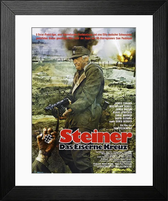 Framed Print : CROSS OF IRON, (aka STEINER DAS EISERNE KREUZ), German Poster, James Coburn, 1977 Framed Print : CROSS OF IRON, (aka STEINER DAS EISERNE KREUZ), German Poster, James Coburn, 1977