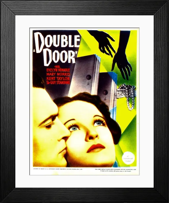 Framed Print : DOUBLE DOOR, from left: Kent Taylor, Evelyn Venable on midget window card, 1934 Framed Print : DOUBLE DOOR, from left: Kent Taylor, Evelyn Venable on midget window card, 1934