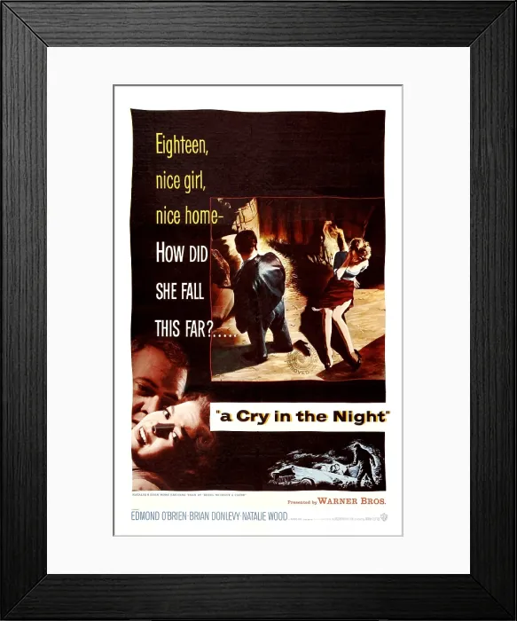 Framed Print : A CRY IN THE NIGHT, US poster art, left: Raymond Burr, Natalie Wood, 1956