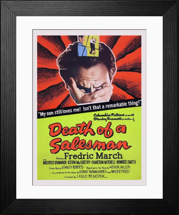Framed Print : DEATH OF A SALESMAN, US poster art, center: Fredric March, 1951 Framed Print : DEATH OF A SALESMAN, US poster art, center: Fredric March, 1951