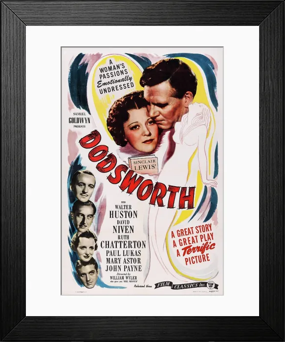 Framed Print : DODSWORTH, US poster, top from left: Ruth Chatterton, Walter Huston, left from top: David Niven, Paul Lukas, Mary Astor, John Payne, 1936