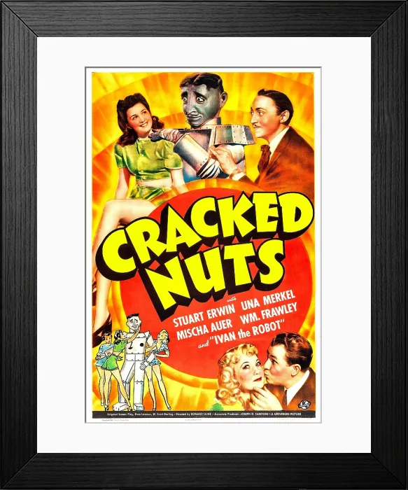 Framed Print : CRACKED NUTS, US poster, top from left: Astrid Allwyn, Ernie Stanton (aka Ivan the Robot), Mischa Auer, bottom right: Una Merkel, Stuart Erwin, 1941 Framed Print : CRACKED NUTS, US poster, top from left: Astrid Allwyn, Ernie Stanton (aka Ivan the Robot), Mischa Auer, bottom right: Una Merkel, Stuart Erwin, 1941