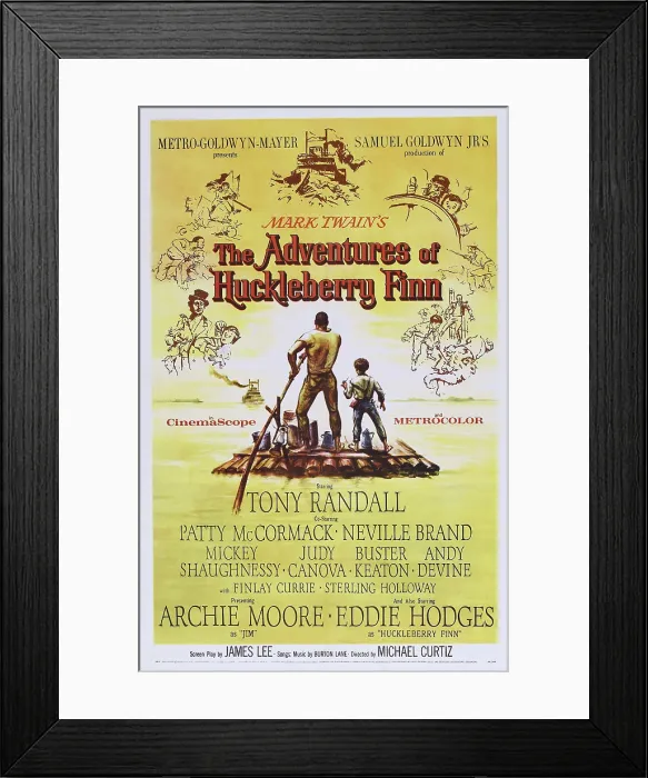 Framed Print : THE ADVENTURES OF HUCKLEBERRY FINN, US poster, center from left: Archie Moore, Eddie Hodges, 1960