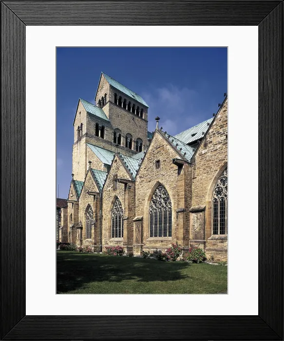 Framed Print : St. Mary's Cathedral in Hildesheim. 11th c. GERMANY. LOWER SAXONY. Hildesheim. Gothic chapels (14th c.) at the south-east side. Gothic art. ; Romanesque art Framed Print : St. Mary's Cathedral in Hildesheim. 11th c. GERMANY. LOWER SAXONY. Hildesheim. Gothic chapels (14th c.) at the south-east side. Gothic art. ; Romanesque art