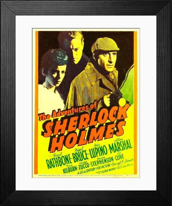 Framed Print : THE ADVENTURES OF SHERLOCK HOLMES, Ida Lupino, Alan Marshal, Basil Rathbone, 1939, TM and copyright 20th Century Fox Film Corp. All rights reserved  /  Courtesy: Everett Collection